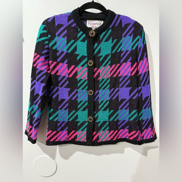 Coldwater Creek Black and Pink‎ Blazer Structured Wool Blend - Picture 1 of 7